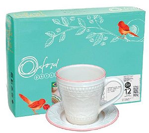 Conjunto Xícaras Chá Oxford 12pçs 200ml Bamboo Branco - Compre