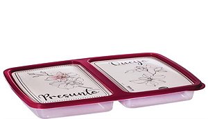 POTE RETANGULAR 1L C/ 2 DIV MARMORE FLORAL