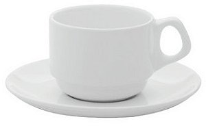 PORCELANA BRANCA XICARA CHA EMPILHAVEL C/ PIRES 200 ML - CAIXA C/ 12 PEÇAS