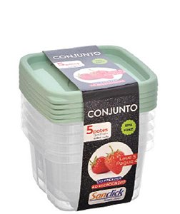 CJ C/ 05 POTES GRADUADO QD 600 ML