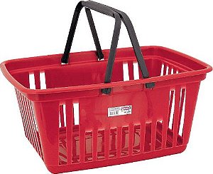 CESTA DE MERCADO C/ ALCA PLASTICA 21,4L VERMELHA 21,5 X 35 X 46,5 CM