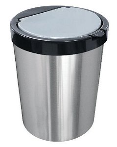 LIXEIRA P/ ESCRITORIO COM LABEL INOX 10L C/ CLICK