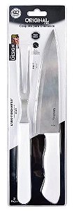 KIT C/ 2 PCS P/ CHURRASCO - FACA 7" + GARFO 5"