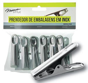 PRENDEDOR DE EMBALAGENS INOX - JG C/ 06 PCS