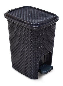 LIXEIRA C/ PEDAL 7L RATTAN PRETA