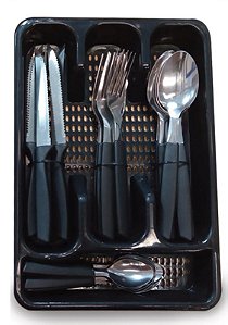 COLOR PRETO - FAQUEIRO 25 PCS  C/ PORTA TALHER