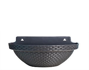 VASO DE PAREDE MEIA LUA RATTAN PRETO 3L