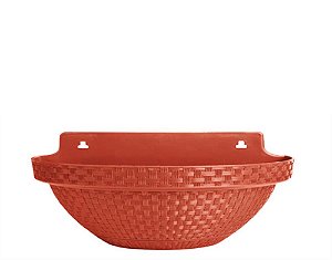 VASO DE PAREDE MEIA LUA RATTAN TERRACOTA 3L