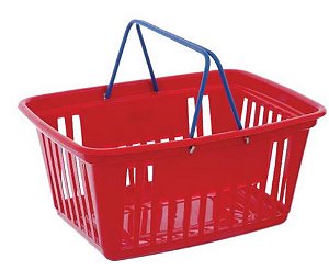 CESTA DE MERCADO C/ ALCA METAL 21,4L VERMELHO