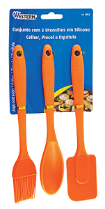 SILICONE - ESPATULA 22CM + COLHER 20CM + PINCEL 21CM