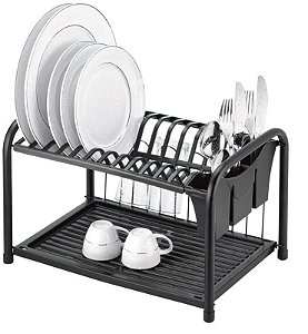 BLACK - ESCORREDOR GAIVOTA DUPLO C/ PORTA TALHER P/ 12 PRATOS
