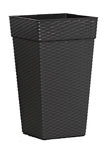 VASO QUADR COLUNA PRETO RATTAN 28 LTS
