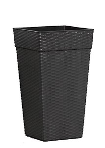 VASO QUADR COLUNA PRETO RATTAN 17,5 LTS