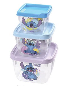 CJ CONECTS POTE QUADR C/ 3 PCS STITCH - 140 / 270 / 470 ML