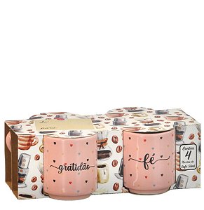 JG C/ 04 CANECA 80 ML COLOR DEC PALAVRA