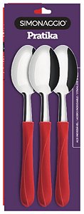 PRATIKA TREND - COLHER MESA C/ 03 PC CB VERMELHO