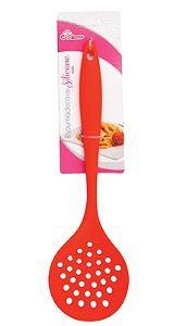 SILICONE - ESCUMADEIRA VAZADA 28CM VERMELHO