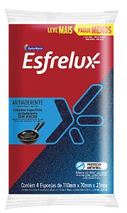 ESPONJA ESFRELUX ANTIADERENTE C/4 UN 11 X 7 X 2,3 CM