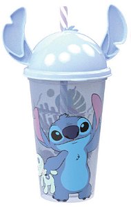 COPO C/ TAMPA LUDICA 500 ML STITCH AZUL - CAIXA C/ 8 PEÇAS