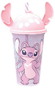 COPO C/ TAMPA LUDICA 500 ML STITCH ROSA - CAIXA C/ 8 PEÇAS