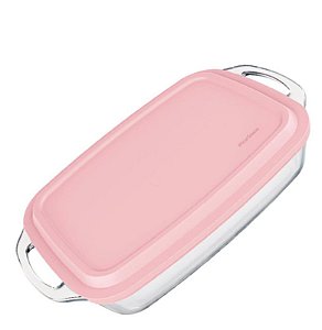 SELETTA ASSADEIRA C/TPA RET 37,1 X 23,2 X 8CM  3,5L ROSA - CAIXA C/ 4 PEÇAS