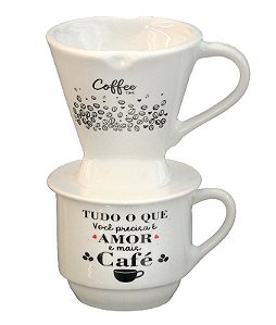 XICARA 200 ML C/ SUPORTE P/ COADOR DE CAFÉ DEC