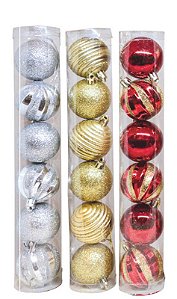 BOLA DECORADA 5CM TUBO C/06 PCS SORT