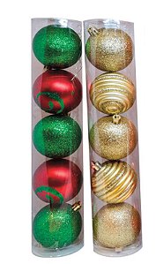 BOLA DECORADA 6CM TUBO C/05 PCS SORT