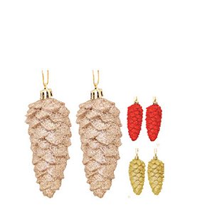 ENFEITE DE NATAL PINHA GLITER 11CM C/02 PCS SORT