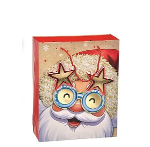 SACOLA PAPEL NATAL ESTAMPADA 3D 32 X 26 X 10CM SORT - CAIXA C/ 12 PEÇAS