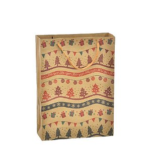 SACOLA KRAFT NATAL DEC 32 X 26 X 10CM SORT - CAIXA C/ 12 PEÇAS