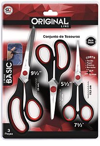 TESOURA CJ C/ 03 PCS - 9 1/2" + 7 1/2" + 5 1/2"