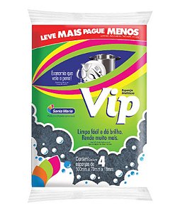 ESPONJA VIP MULTIUSO C/4 UN 11 X 7 X 2,3 CM