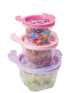 CJ CONECTS POTE RED C/ 3 PCS STITCH ROSA - 130 / 240 / 430 ML