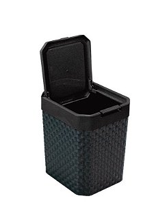 LIXEIRA DE PIA 5L RATTAN C/ TAMPA CLICK PRETA