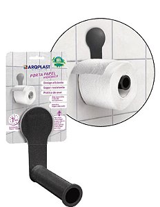 PORTA PAPEL HIGIENICO DE PAREDE C/ SUPORTE ADESIVO PRETA