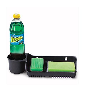 PORTA DETERGENTE/SABAO/ESPONJA - 28X10,2X6,5 CM PRETO