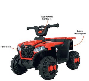ZIPPY - MINI QUADRICICLO ATV ELETRICO 6V VERMELHO