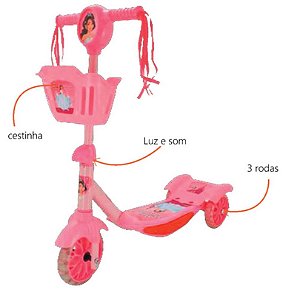 ZIPPY - PATINETE C/ CESTINHA / LUZ / SOM PRINCESAS