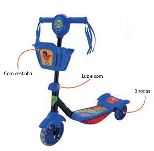 ZIPPY - PATINETE C/ CESTINHA / LUZ / SOM HERÓIS