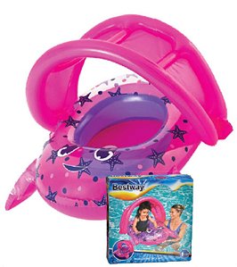 BOTE INFLÁVEL C/ PROTETOR SOLAR CARANGUEIRO ROSA 86X66 CM