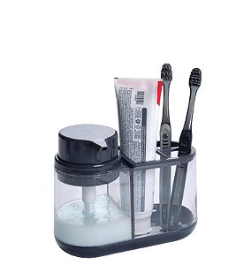 PORTA SAB. LIQUIDO E ESCOVAS 330ML BLEND CINZA