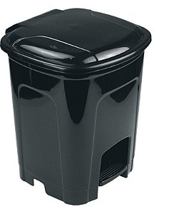 LIXEIRA C/ PEDAL 16L PRETA