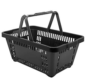CESTA DE MERCADO C/ ALCA PLASTICA 21,4L PRETA
