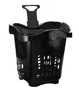 CESTA DE MERCADO C/ RODIZIO 30L PRETA