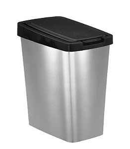 LIXEIRA 8L RET C/ TPA CLICK - LABEL PRATA