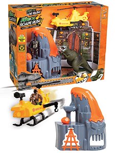 DINOSSAURO REX SCAPE RUN C/ SOLDADO E HELICOPTERO