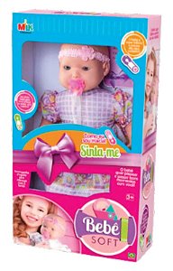 BONECA BEBE SOFT C/ CHUPETA 46 CM