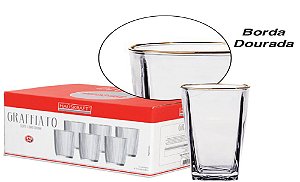 GLASS - COPO ALTO 280ML JG C/ 06 PCS PISA GOLD
