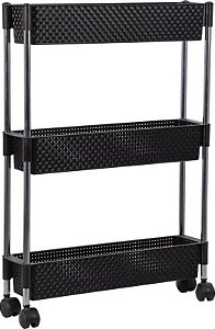 RATTAN - ORGANIZ. MULTIUSO 3 ANDARES PRETO - 54,2 X 12,2 X 75 CM